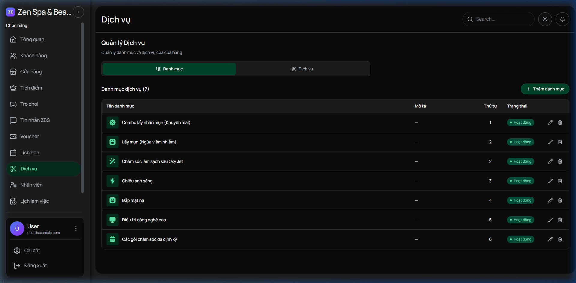 Chi tiết dịch vụ