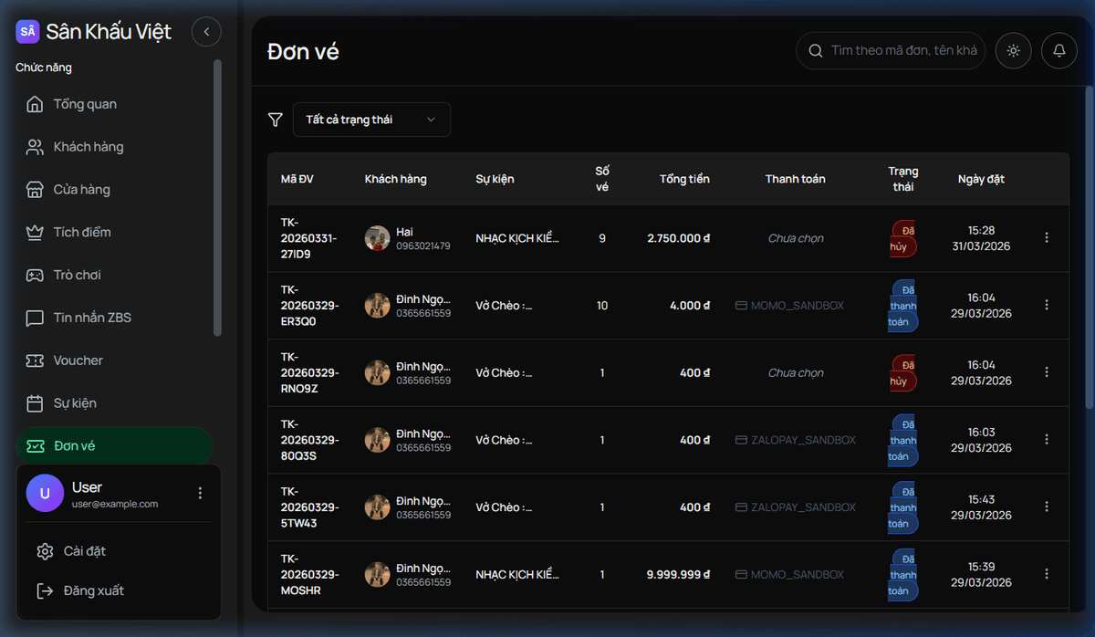 Quản lý Đơn vé